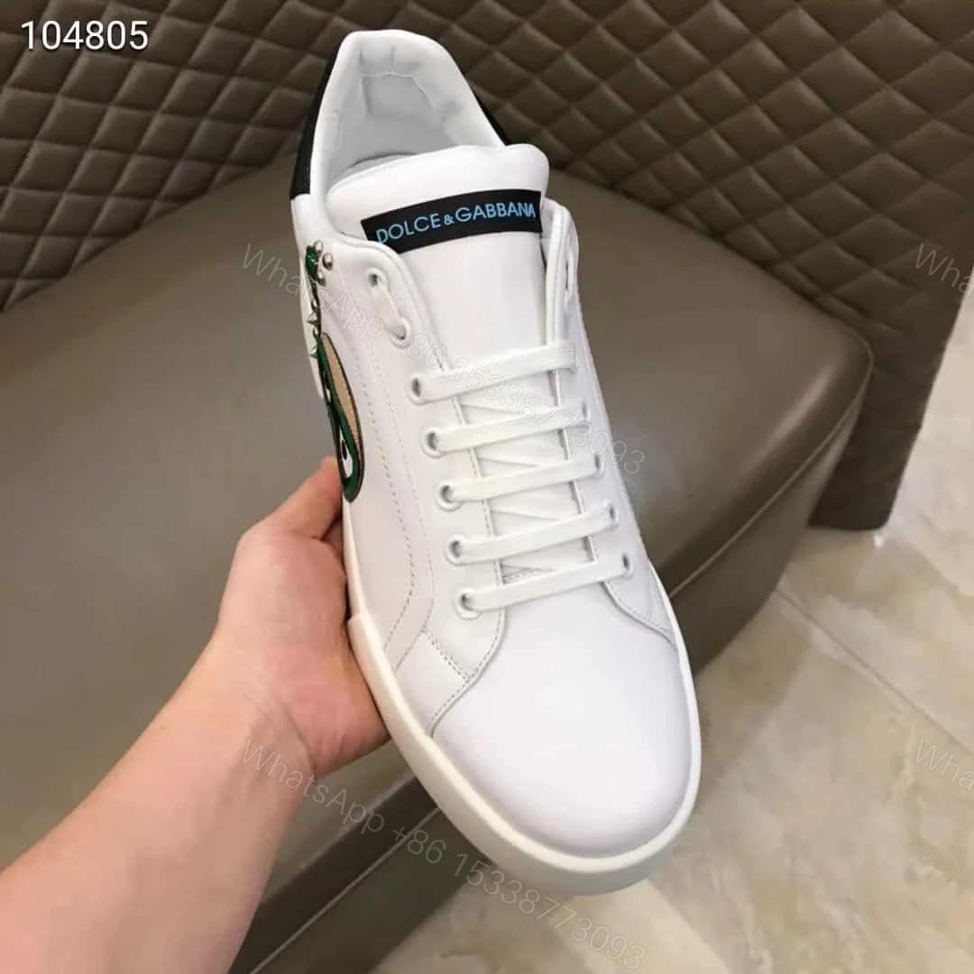 View 4 of DOLCE & GABBANA CALFSKIN PORTOFINO SNEAKERS WITH PATCHES OF THE DESIGNERS – DG2