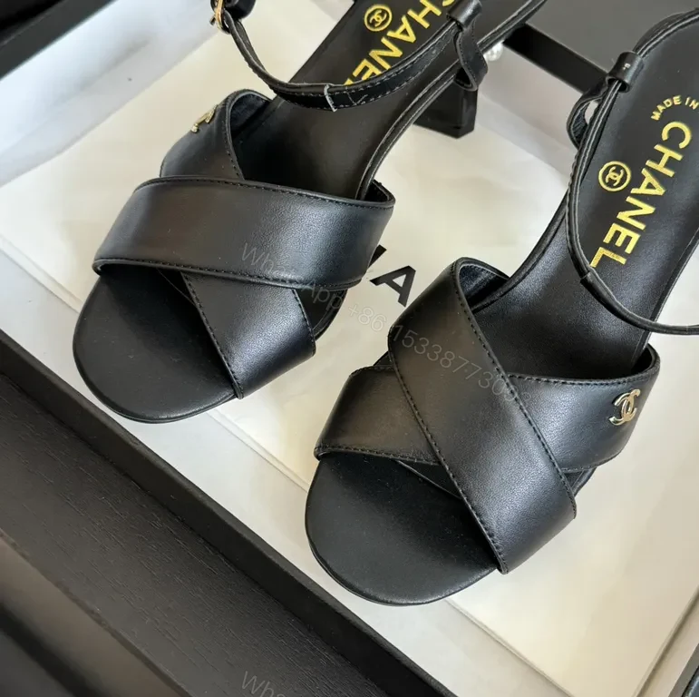 View 5 of Chanel-Inspired Black Leather Sandals: Modern Glam, Everyday Versatility