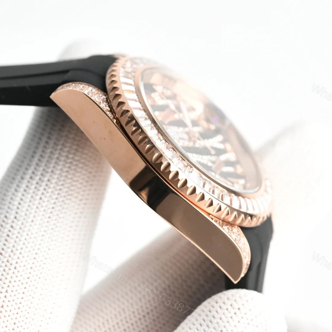 View 4 of Rolex Datejust Zebra Replica 40MM Premium Rose Gold Iced Rubber Strap Edition RG-ROLEX-DJ-ZEBRA-RG-ICED-RUB-40