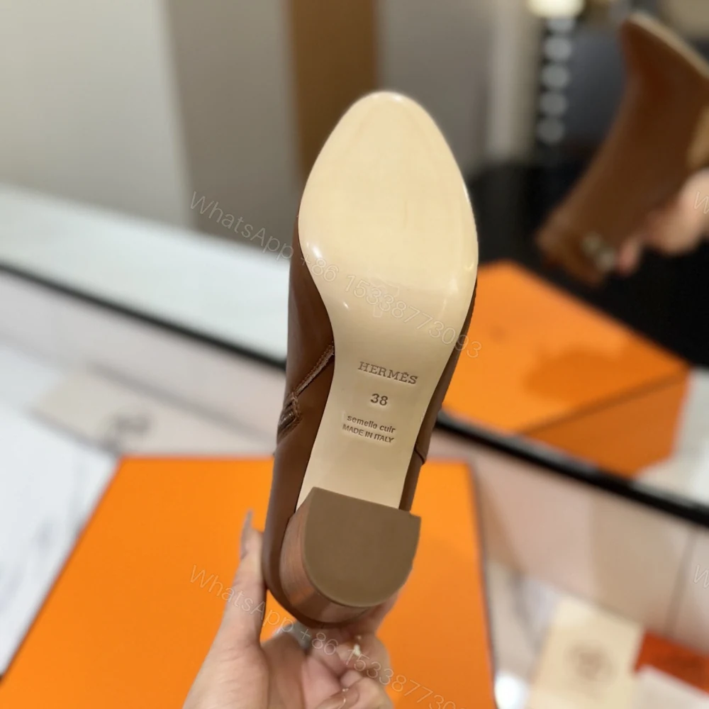 View 9 of 高仿Hermes*H202257ZA3小牛皮高踭短靴棕色8.5CM免檢版