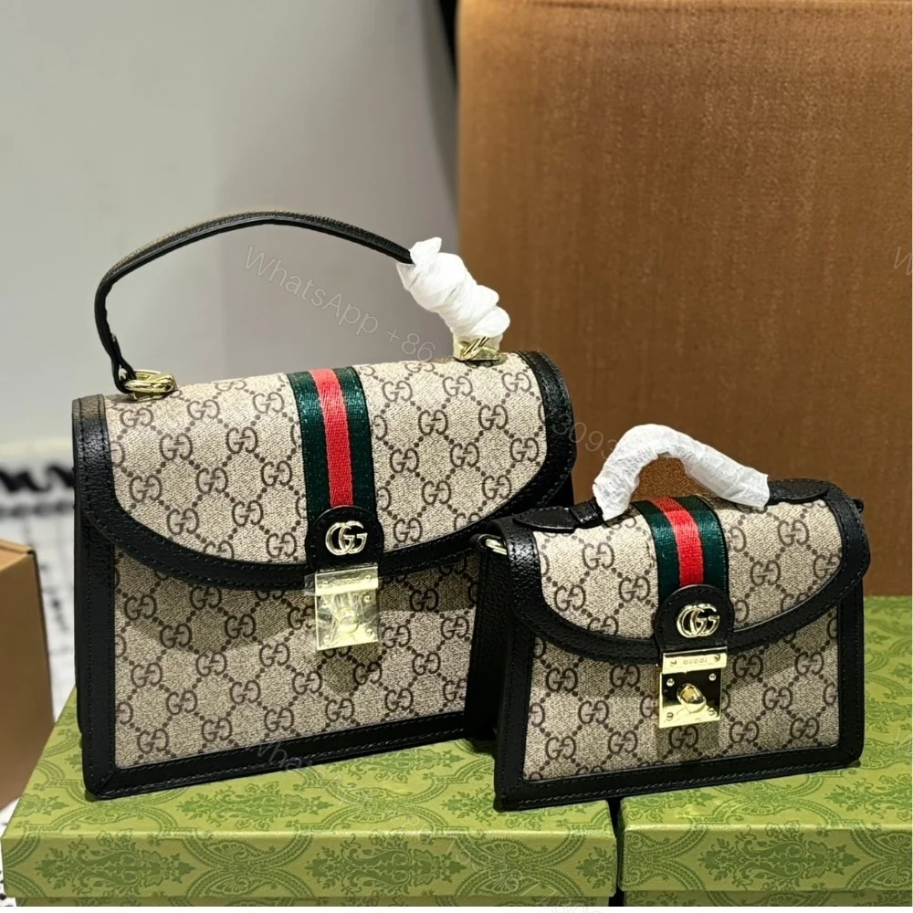 View 3 of Gucci Ophidia Small Top Handle Bag Beige And Black 25Cm