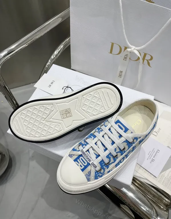 View 4 of Blue Canvas Sneakers with Dior Monogram Logo - Modern Luxe Footwear