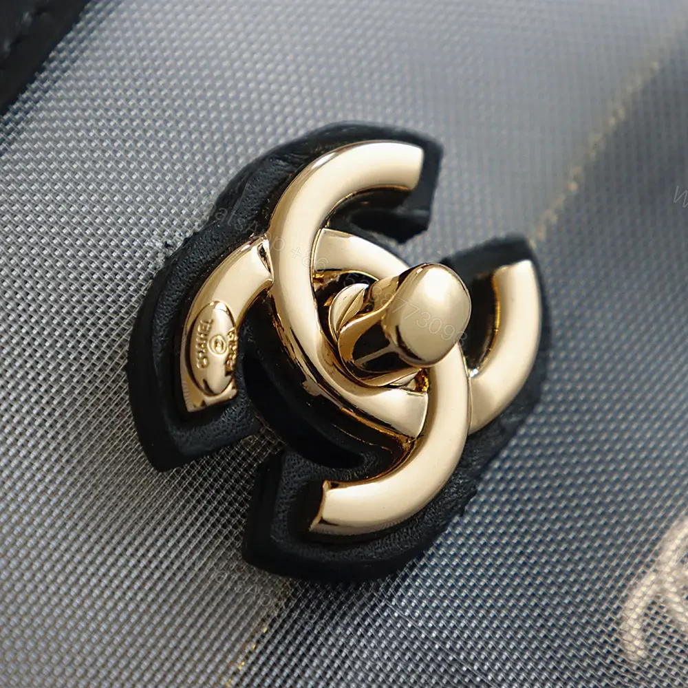 View 10 of White & Black Quilted Tote Mini Clutch with Gold Chanel Logo