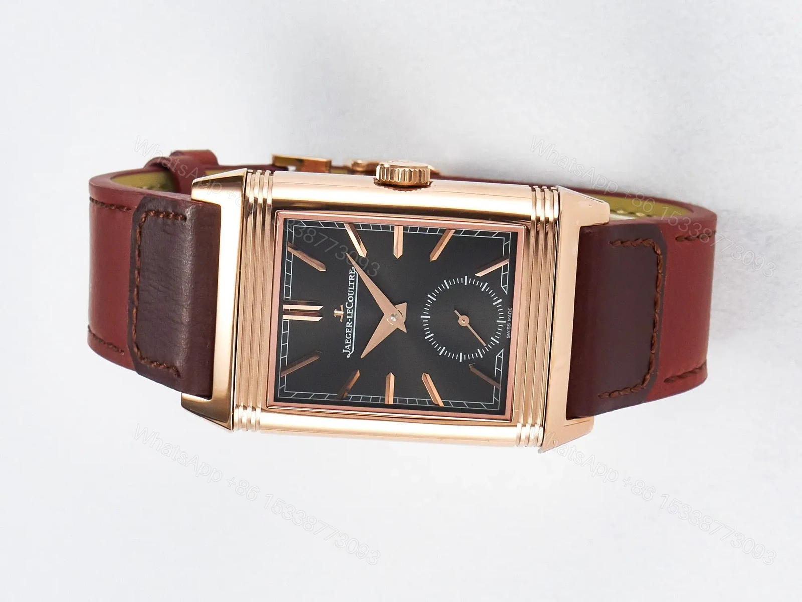 View 5 of Reverso Tribute Duoface Small Seconds RG MGF Best Edition Black Dial on Red Leather Strap A854A