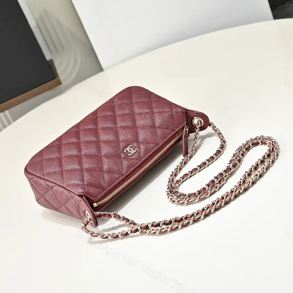 View 8 of Burgundy Quilted Leather Flap Bag: Classic Sophistication
