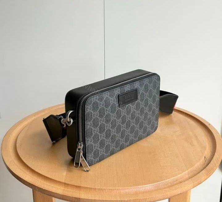 View 2 of Gucci GG Supreme Mini Black Leather Crossbody Bag TB308