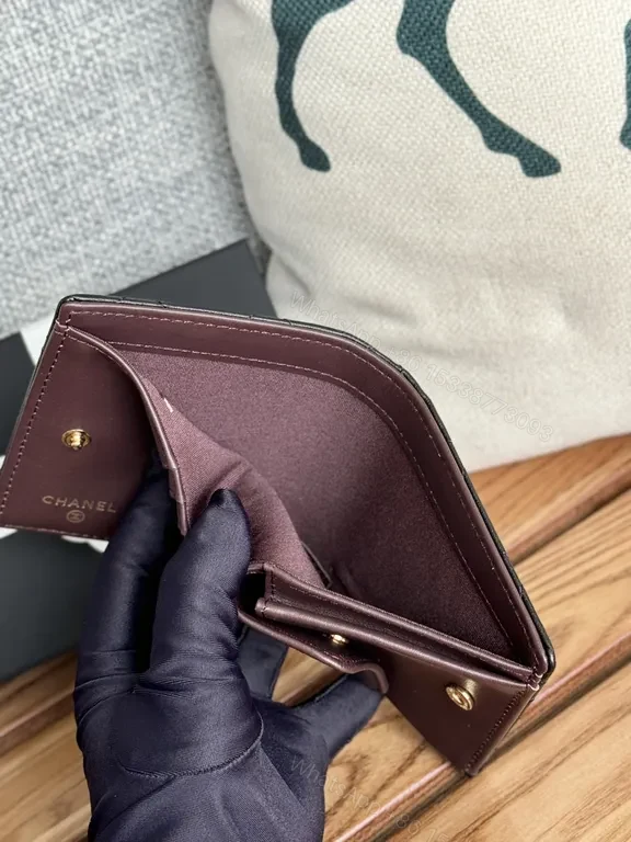 View 7 of Black Quilted Leather Wallet | Luxe Bi-Fold, Slim Gold Hardware
