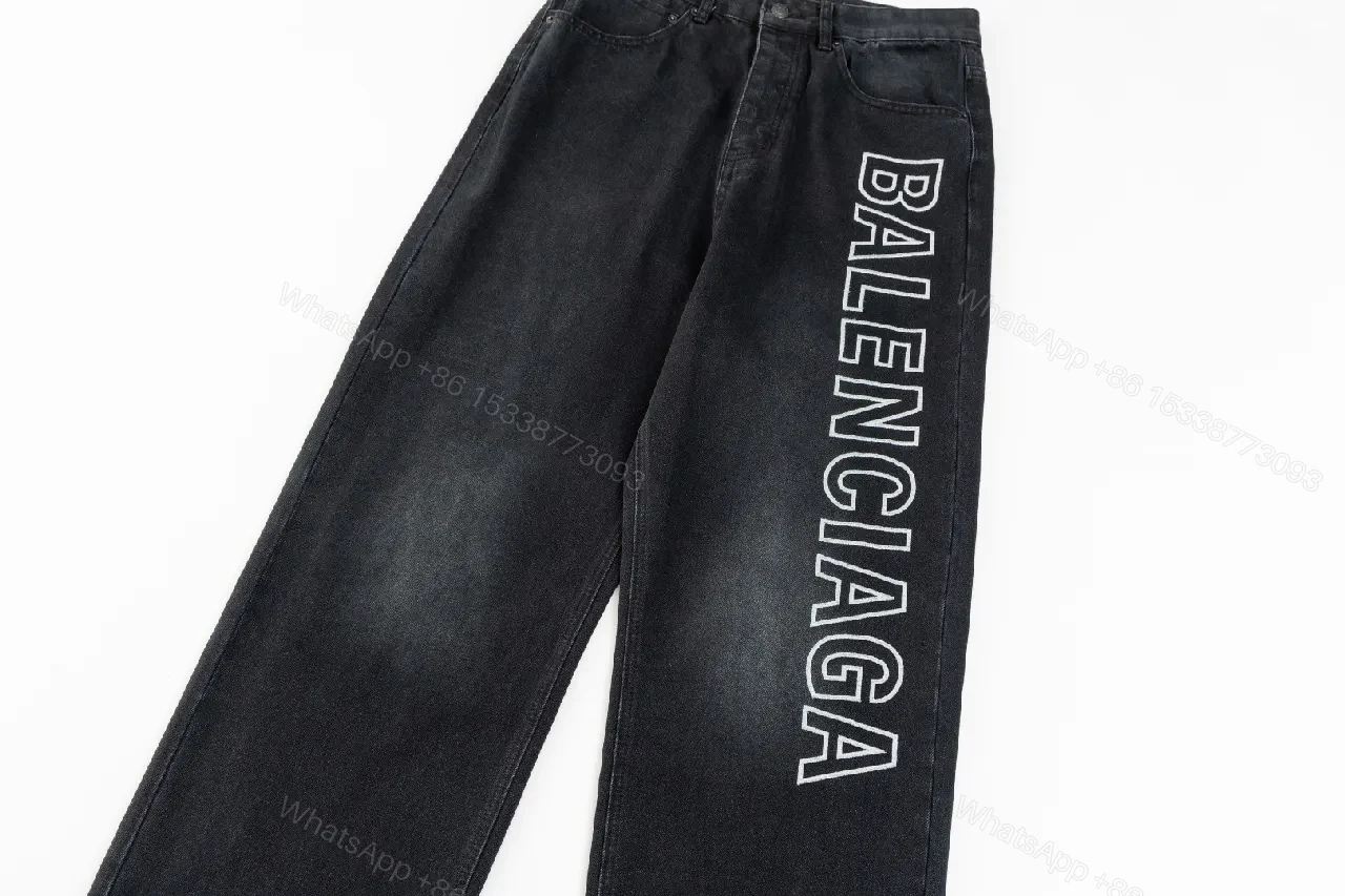 View 4 of Bold Denim Wide-Leg Jeans: Bold Lettering, Street-Ready Style