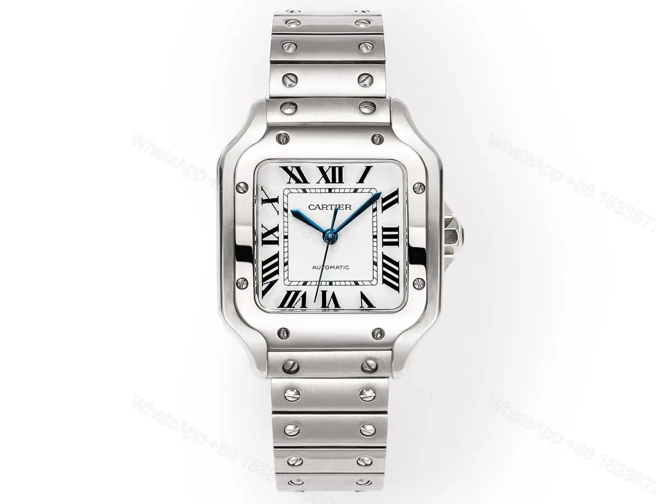 Cartier super clone Santos White Dial Diamond Steel Bracelet Premium 40MM RG-CARTIER-SANTOS-WHT-DIA-STL-40 — view 1