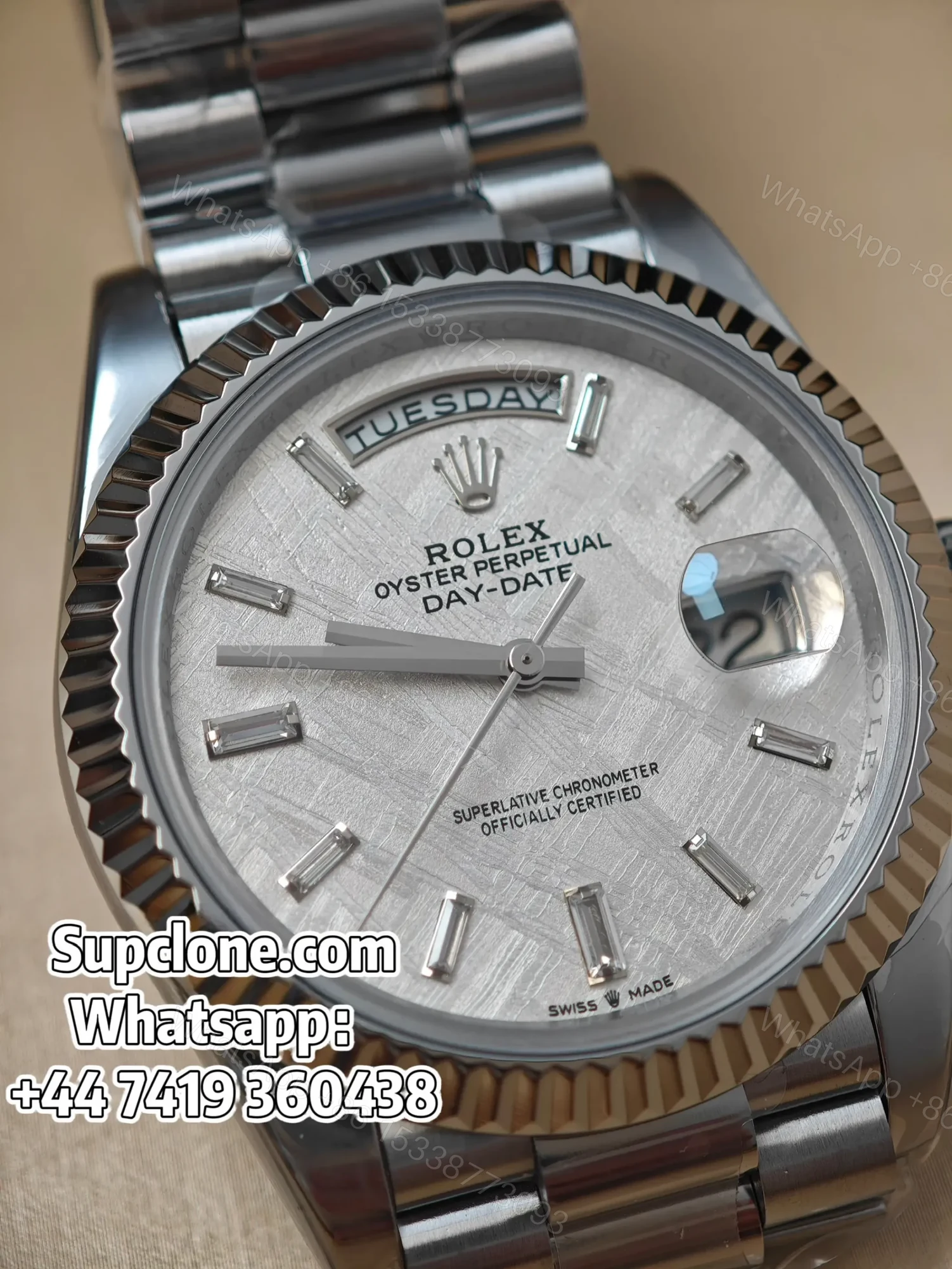 View 2 of Rolex Day-Date 40mm Meteorite Diamond Dial – Super Clone 1:1 Cal. 3255