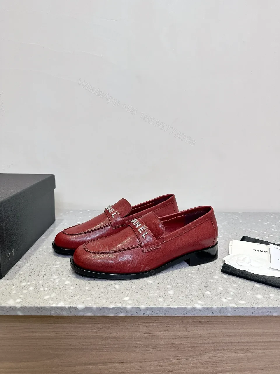 View 7 of Red Leather Loafers with Designer Strap, Moc-Stitch, All-Day Comfort