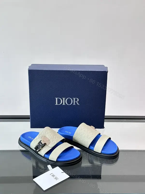 Blue Leather Casual Buckle Strap Dior Sandals — view 1