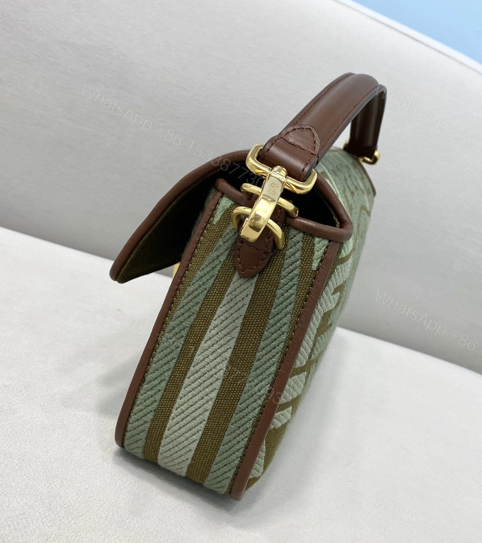 View 6 of Fendi FF Vertigo Canvas Baguette Bag 8BR600