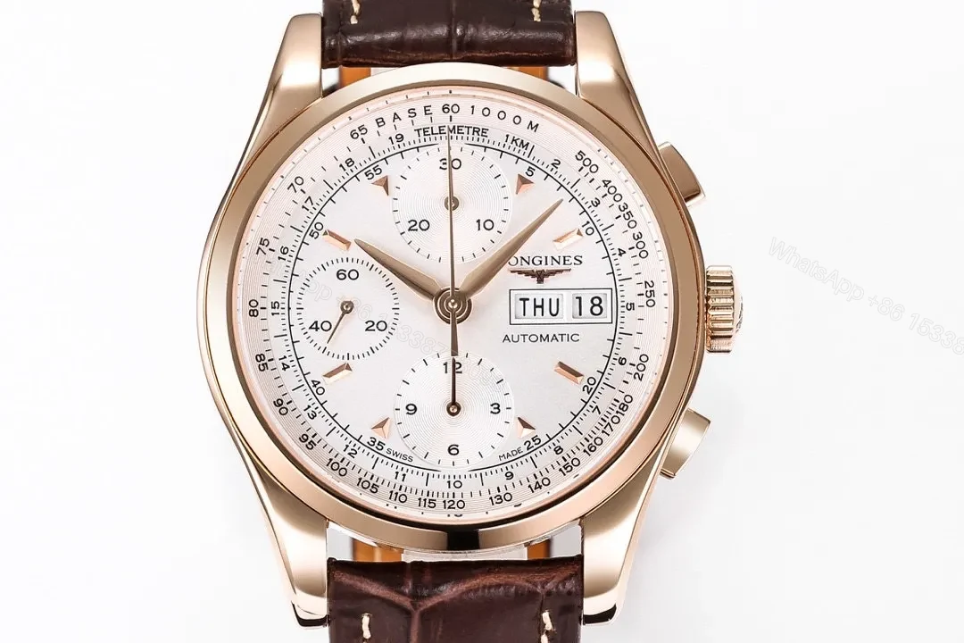 View 2 of Longines Classic Re Edition Men’s Watch Rose Gold with Brown Leather Strap 40mm Case Sapphire Crystal Automatic 7750 Movement