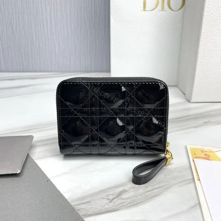 View 9 of Chic Luxe Quilted Wallet + Logo Clasp - Patent Black