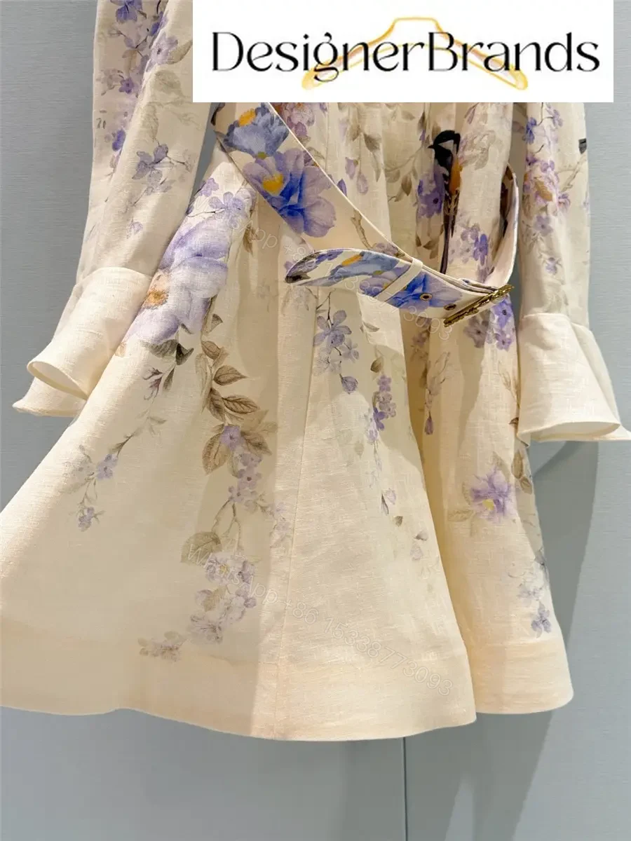 View 3 of Zimmermann Luna Printed Linen Mini Dress