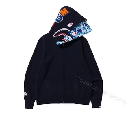 BAPE ABC Camo Shark Wide Fit Full Zip Double Hoodie Navy — view 2