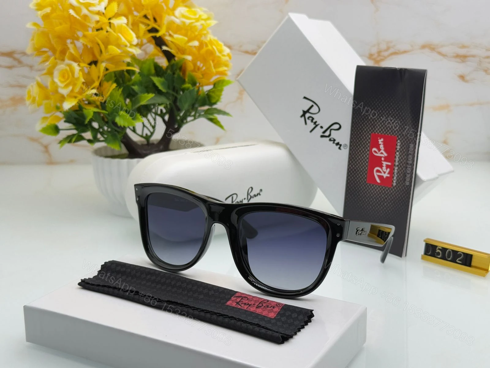 View 4 of Ray-Ban Modern Round Black-Green Sunglasses
