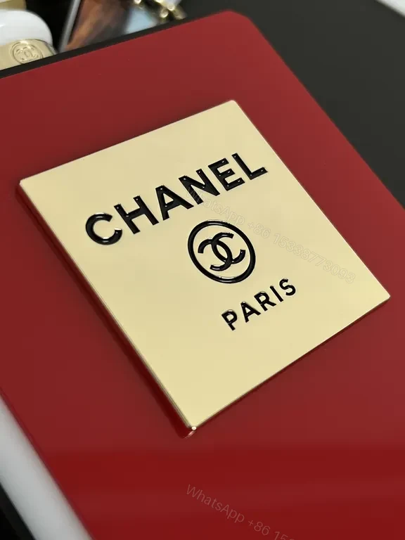 View 5 of Statement Red Pendant: Luxury Capsule Necklace with Chanel-Inspired Panel