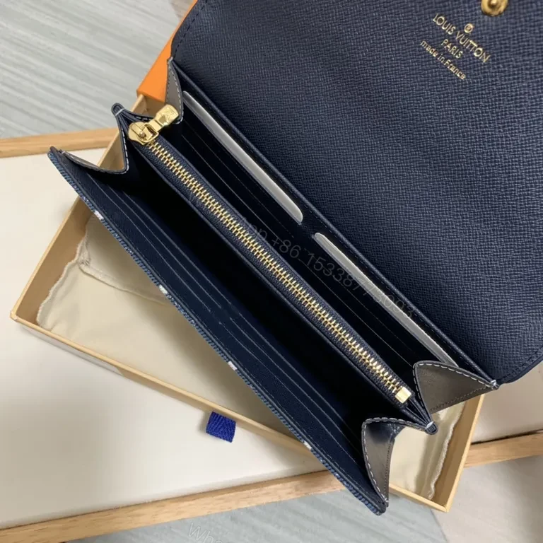 View 3 of Denim Monogram Wallet: Navy Canvas, Modern Luxe, Zip-C wallet