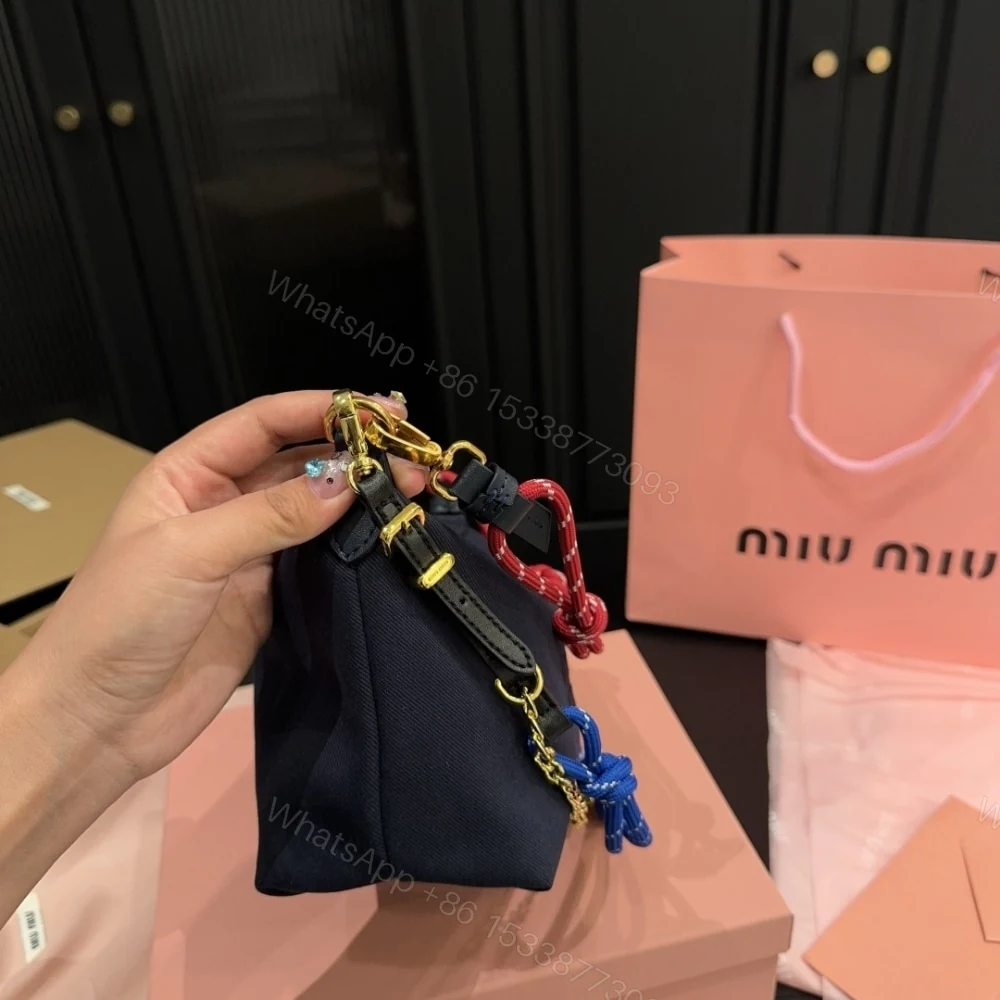 View 5 of MIUMIU GABARDINE POUCH INDIGO AND AMARANTH 18CM 5NE841 2IA7 F04GM