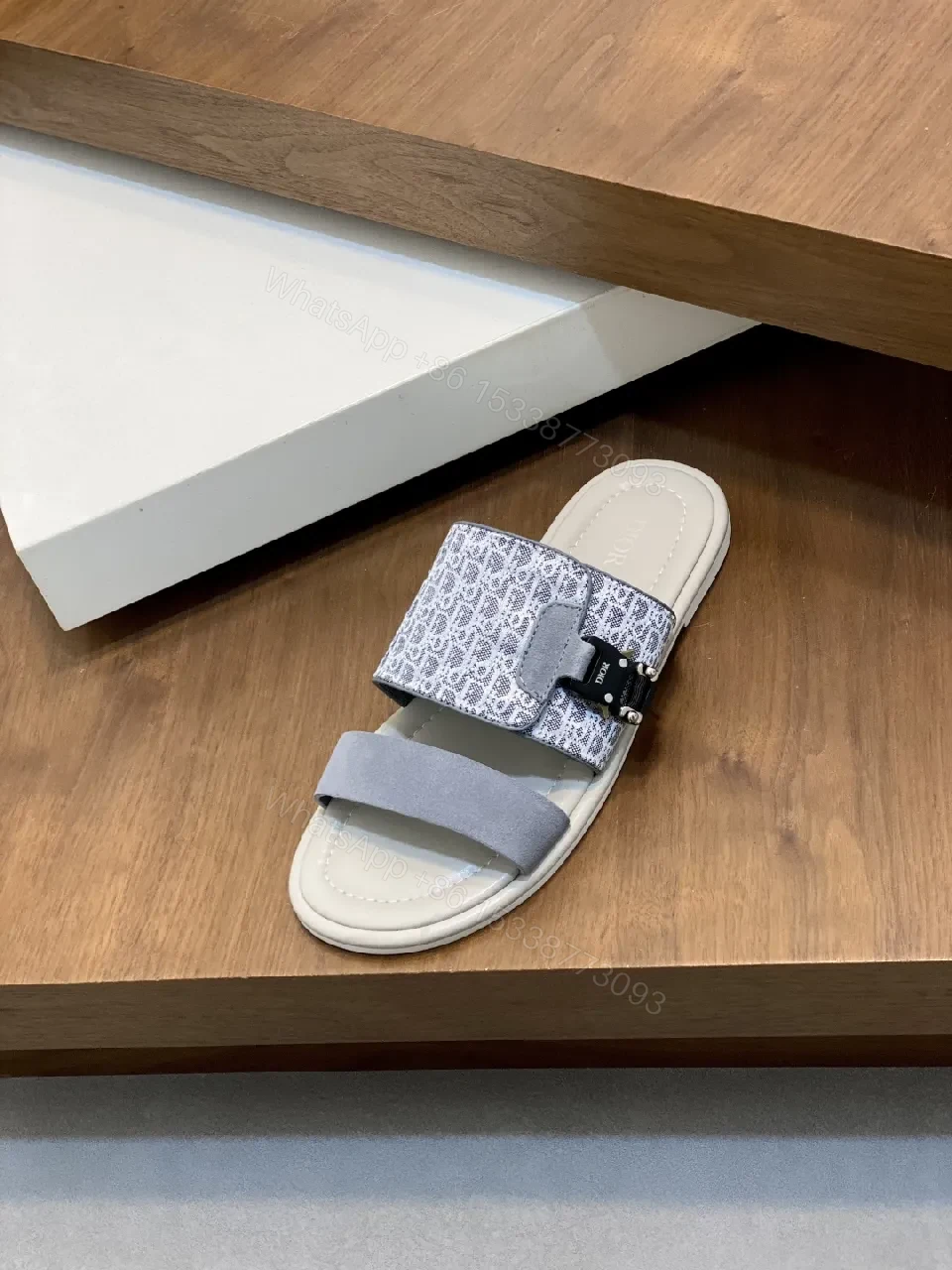 View 3 of Textured Jacquard Sandals: Suede Strap, Cushioned Comfort