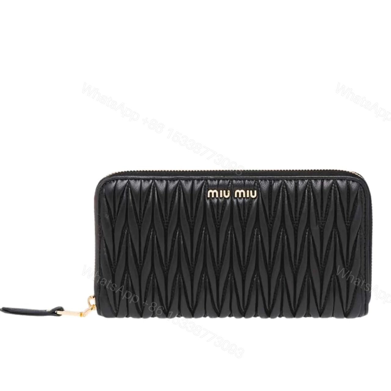 MIUMIU MATELASSÉ NAPPA WALLET BLACK 19CM 5ML506 N88 F0002 — view 1