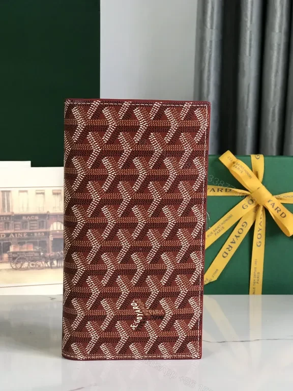 View 8 of Burgundy Goyard-Style Wallet: Luxe Compact Organizer