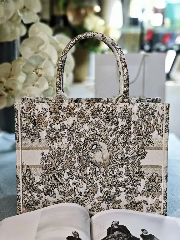 View 2 of Chic Floral Structured Tote with Dior Branding