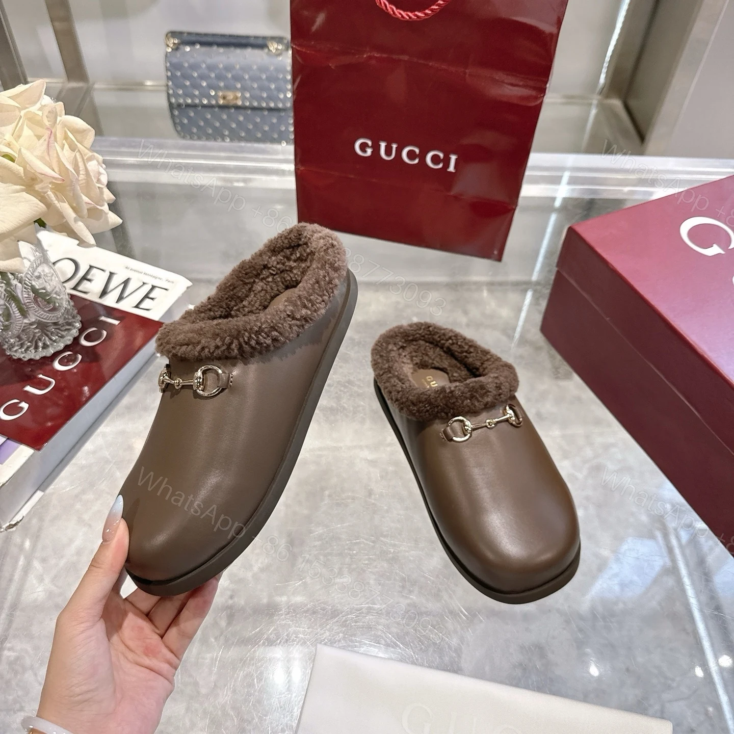View 7 of Gucci Women Mule With Horsebit Brown Leather