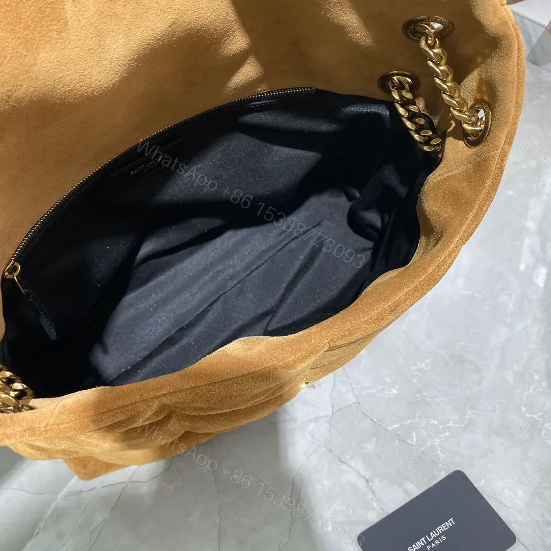 View 5 of SAINT LAURENT Puffer Toy quilted leather-trimmed suede shoulder bag