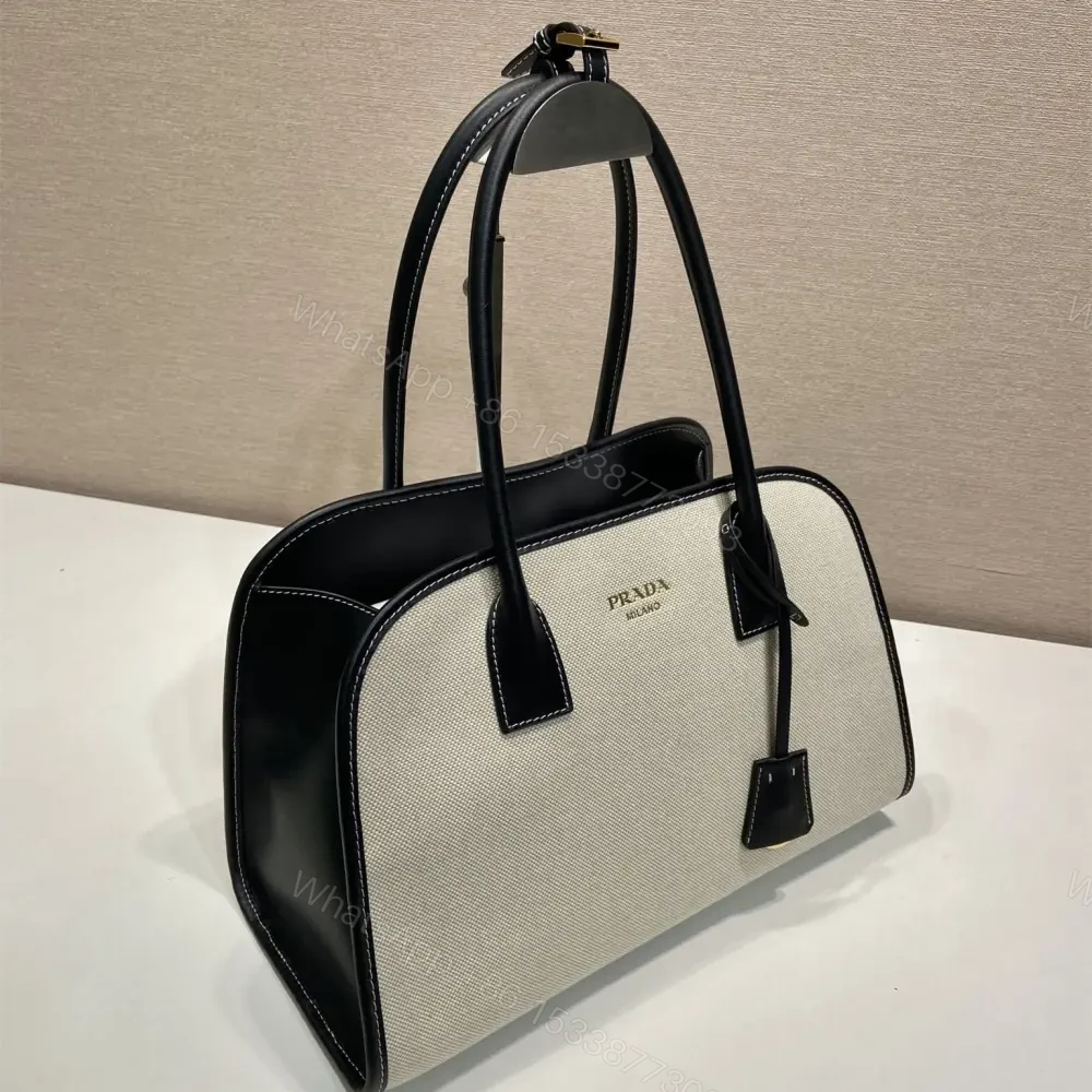 View 3 of 高仿Prada*Oversize系列1BG572織物手提包黑色中號免檢版