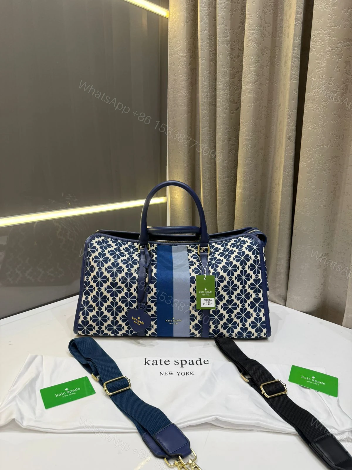View 6 of Kate Spade New York Flower Jacquard Premium Classic Duffle Bag First Copy | AAA+ Replica