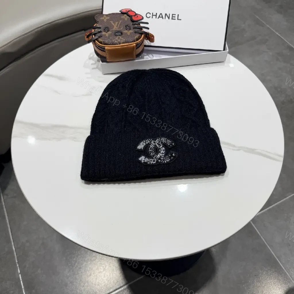 Black Knit Beanie with Subtle Crest – Lux, All-Season Comfort — view 1