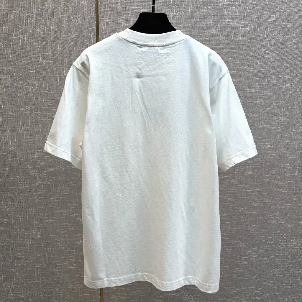 View 9 of Relaxed Tee White Cotton Embroidered Luxury Casual Tee