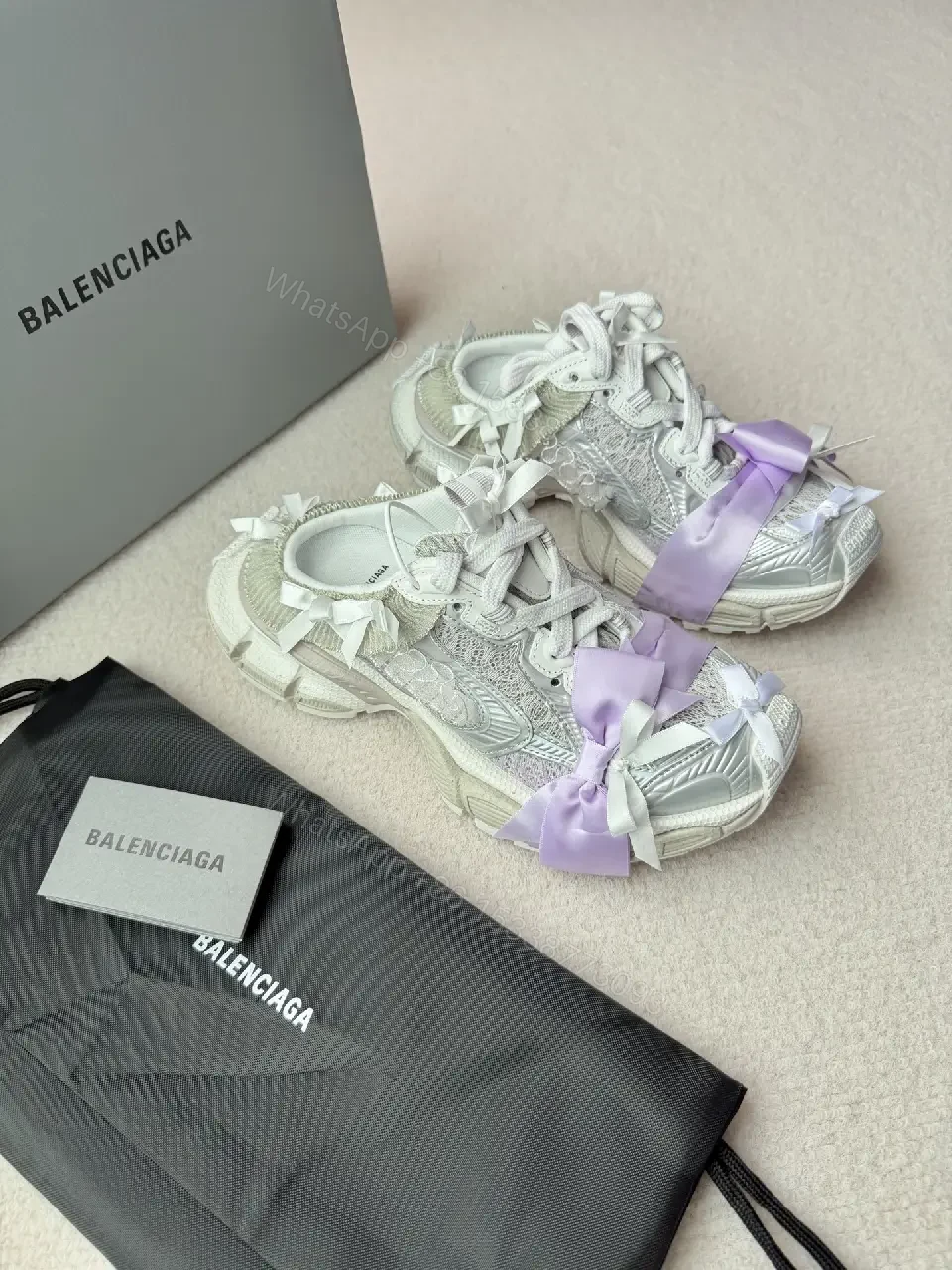 View 4 of Lilac-Accented Textured Luxe Sneaker, Cushioned Comfort, Casual/City Wear