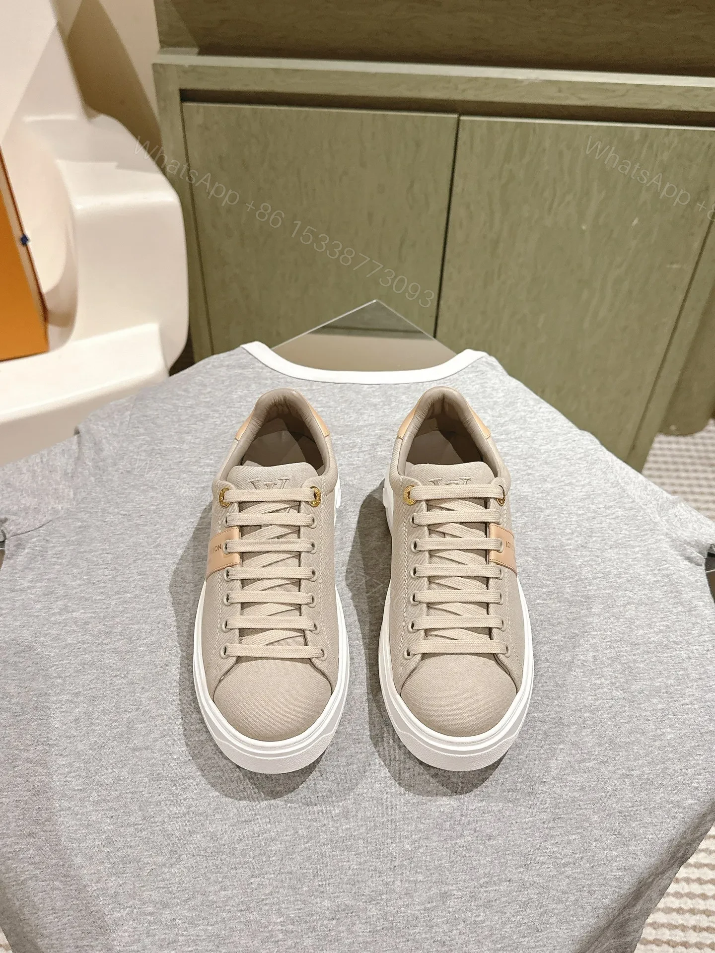 LV Women Beige Canvas Sneakers — view 1