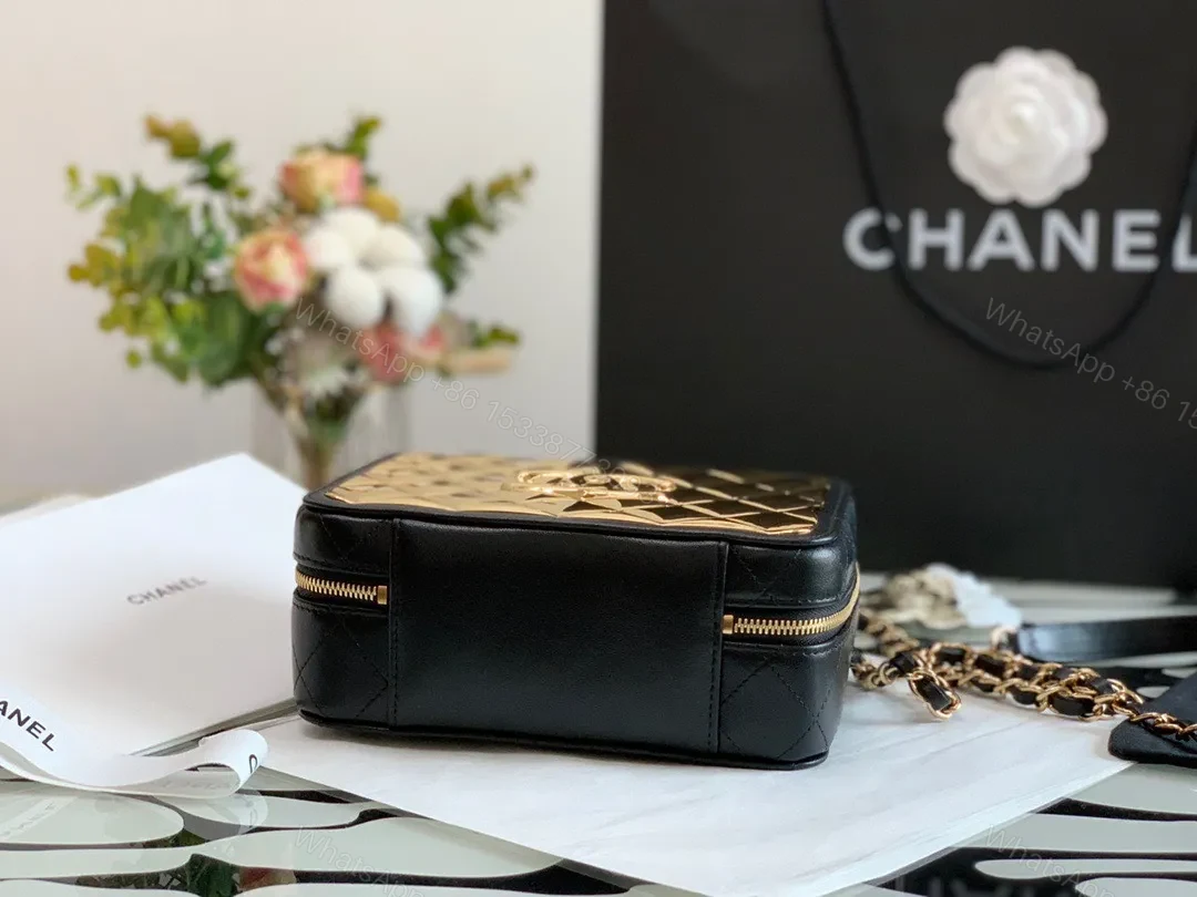 View 5 of Chanel Vanity Case Black Yellow Replica 1:1 Box Form Handbags 19cm