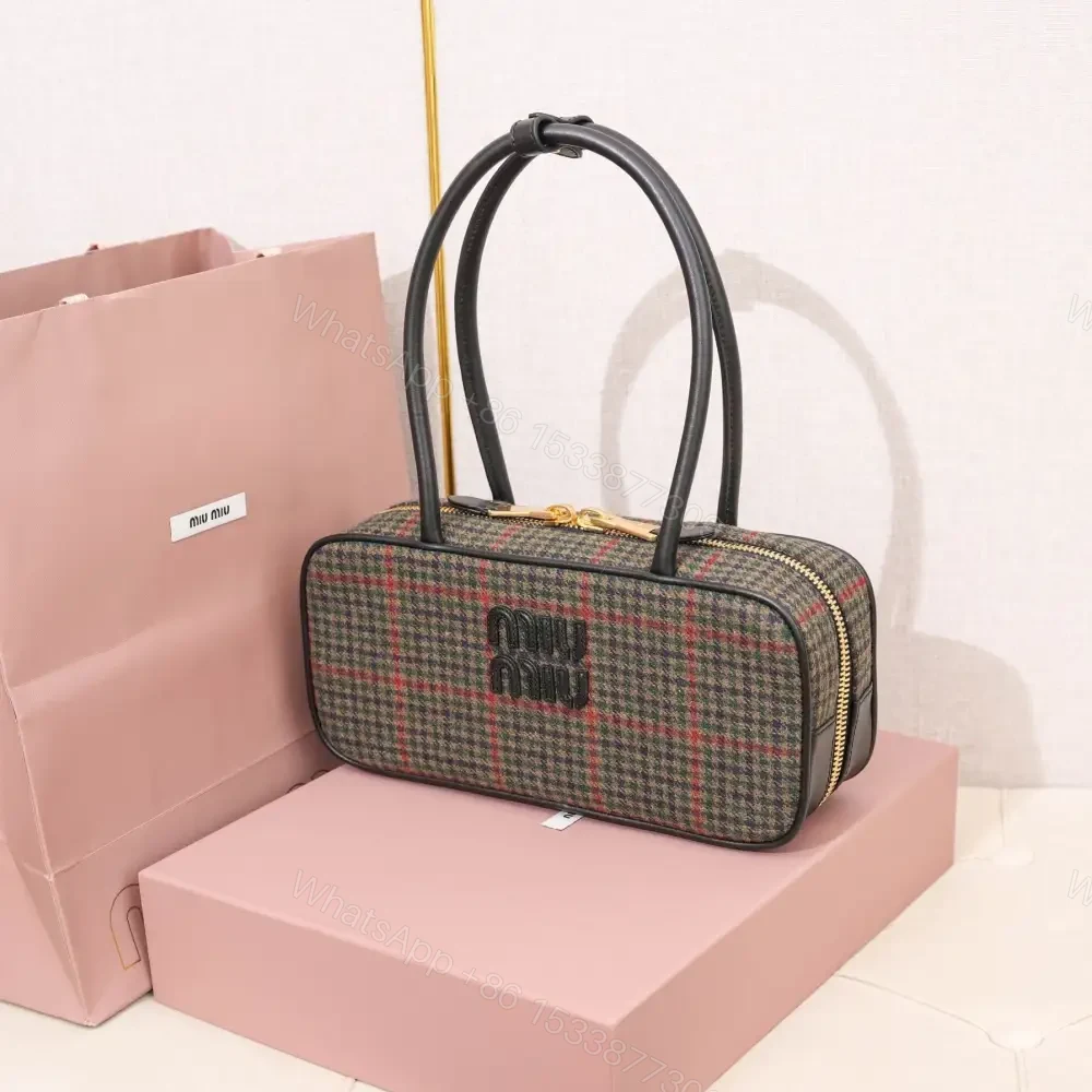 View 9 of 高仿miumiu*Beau系列5BB173織物千鳥格手提包免檢版