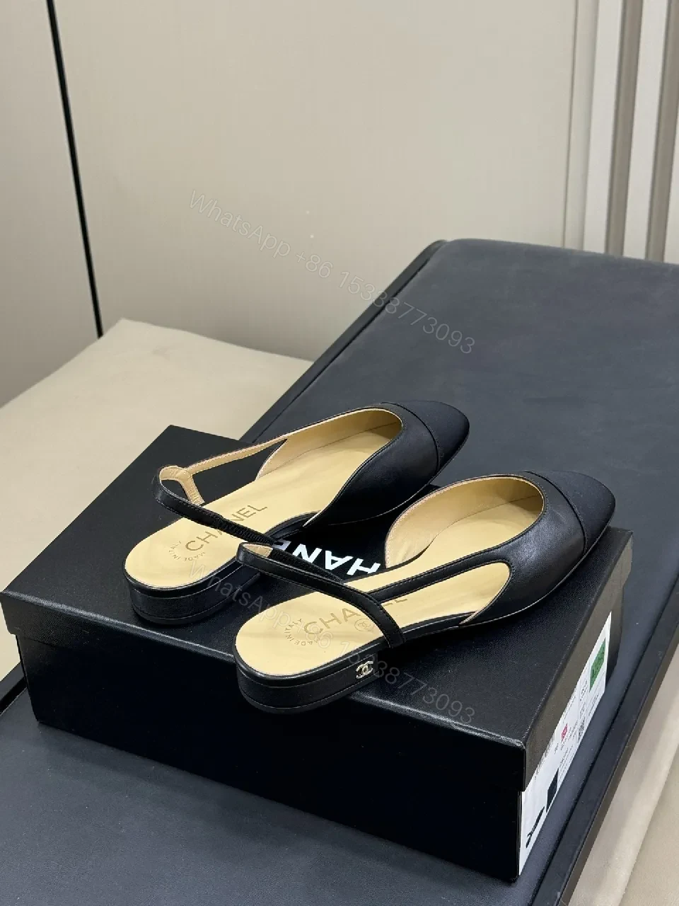 View 3 of Black Leather Slingbacks: Sleek Stiletto Heel, All-Day Comfort