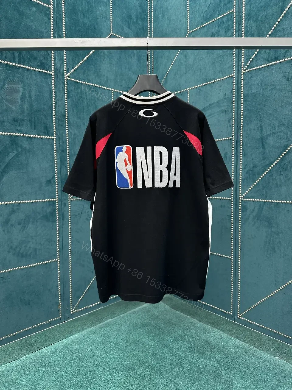 View 3 of Black Polyester Athletic Jersey Bold "BALENCIAGA" 10 T-Shirt