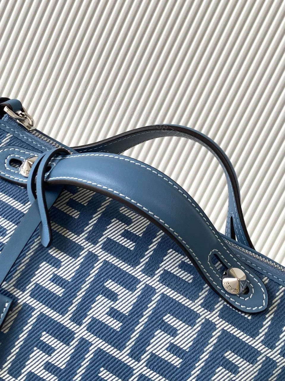 View 6 of Structured Monogram Denim Crossbody Bag - Elegant, Durable, 1-Size