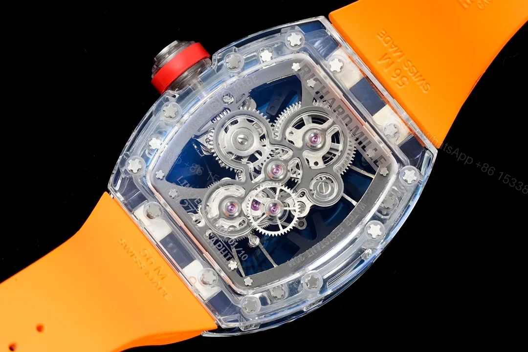 View 9 of Richard Mille RM56-02 Sapphire Crystal Tourbillon Watch Transparent Skeleton Steel Cable Suspension Ultra Light Premium Edition RM56-02-SAP-CBL-TB