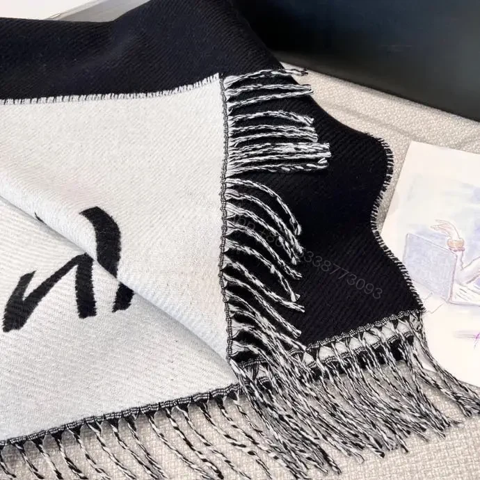 View 7 of Black-White Signature-Style Scarf Set: Luxe All-Season Comfort