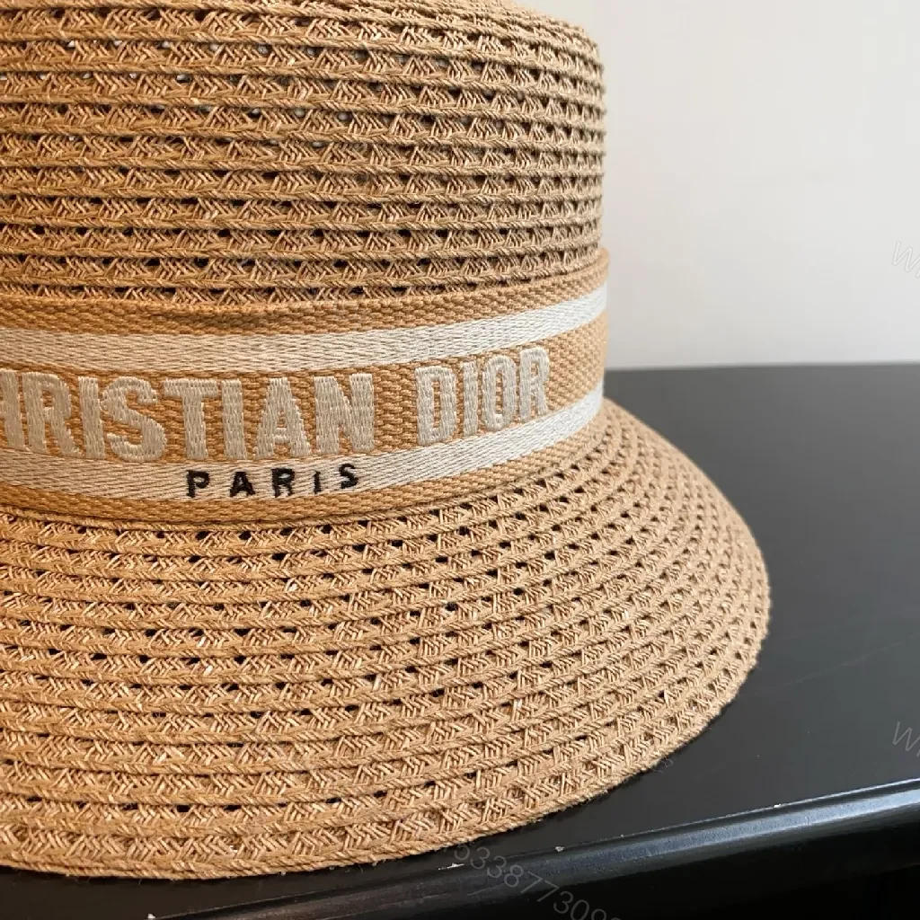 View 2 of Elegant Straw Hat with Dior Band: Effortless Sun-Ready Sophistication