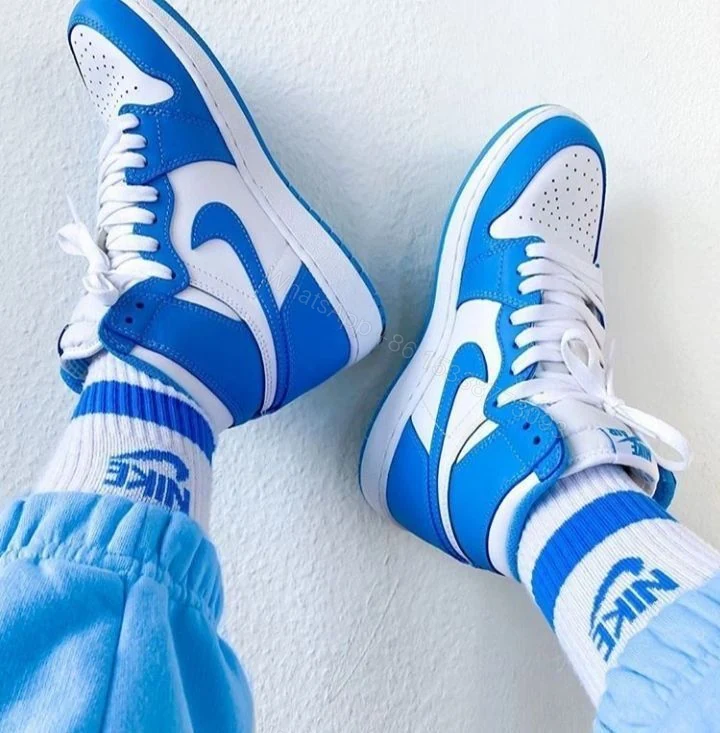 View 5 of FIRST COPY AIR JORDANS RETRO 1 MID UNIVERSITY MOON BLUE