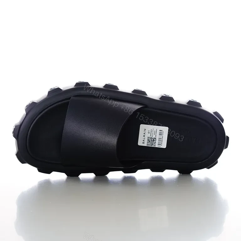 View 5 of Bold Minimalism Platform Slide: Black PU Leather, 5â€“12