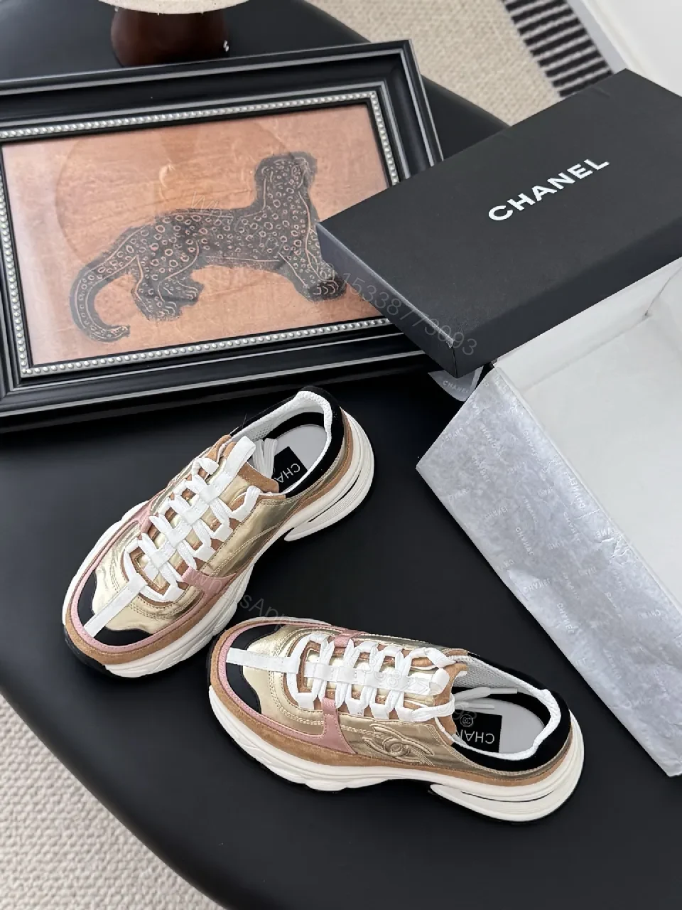 View 3 of Chic Suede-Mesh Chunky Sole Sneakers with Plush Comfort