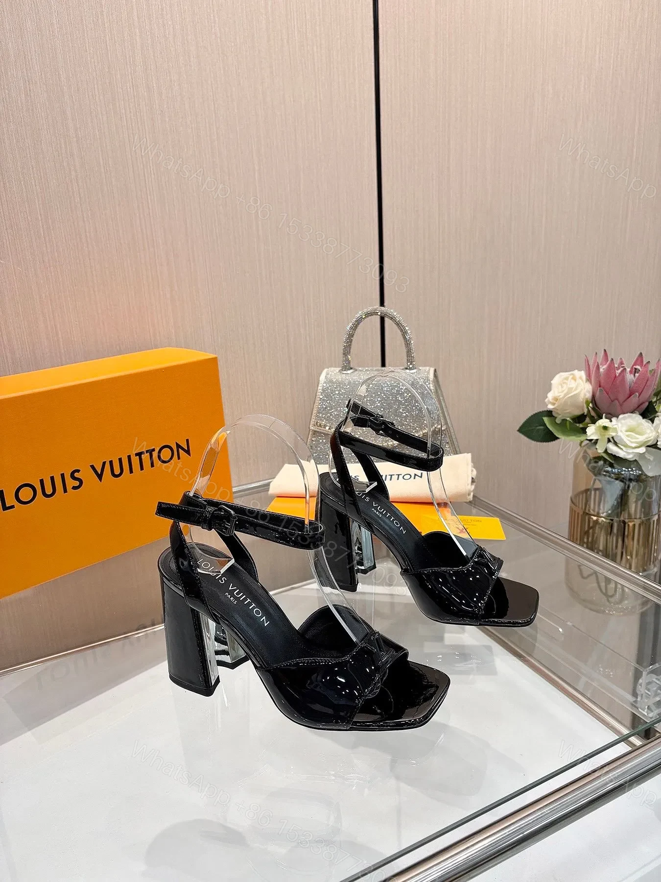 LV Women Black Patent Leather Heels — view 1