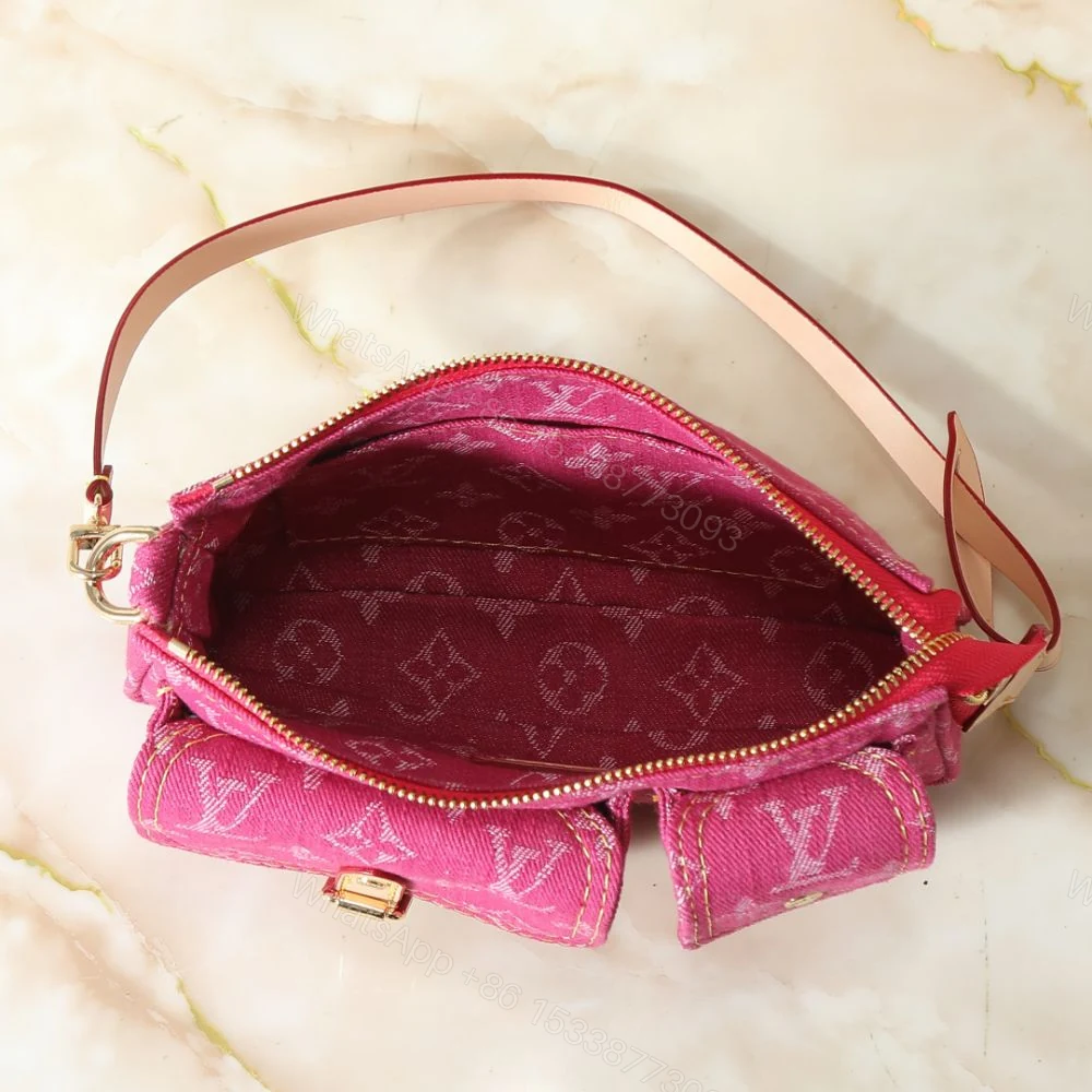 View 5 of Louis Vuitton Pochette Accessoire Cargo Pink Denim 23cm